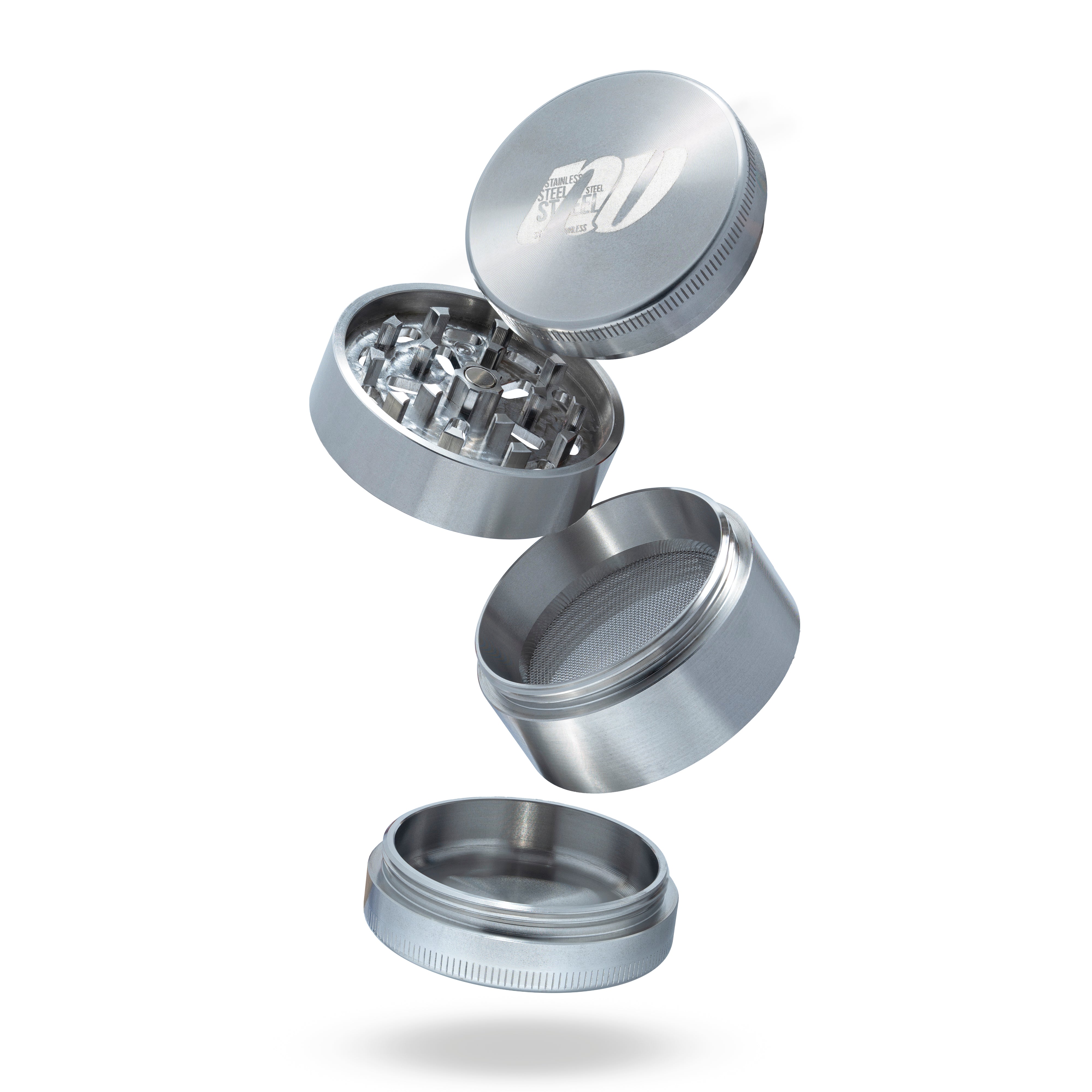 Stainless Steel Grinder V.1 - 4-piece- Ø63mm, Ø54mm, Ø47mm