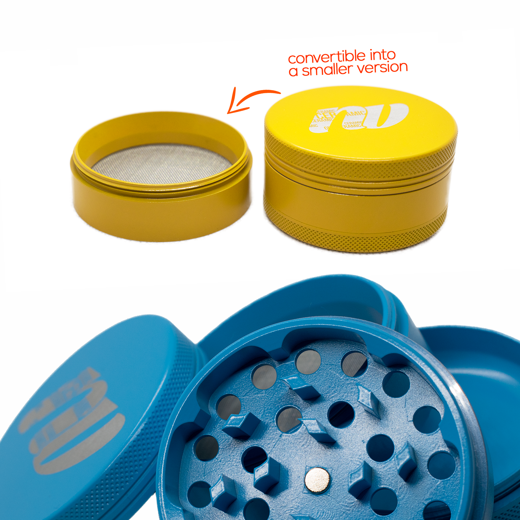 Ceramic coated Grinder - 4-piece - Ø63mm