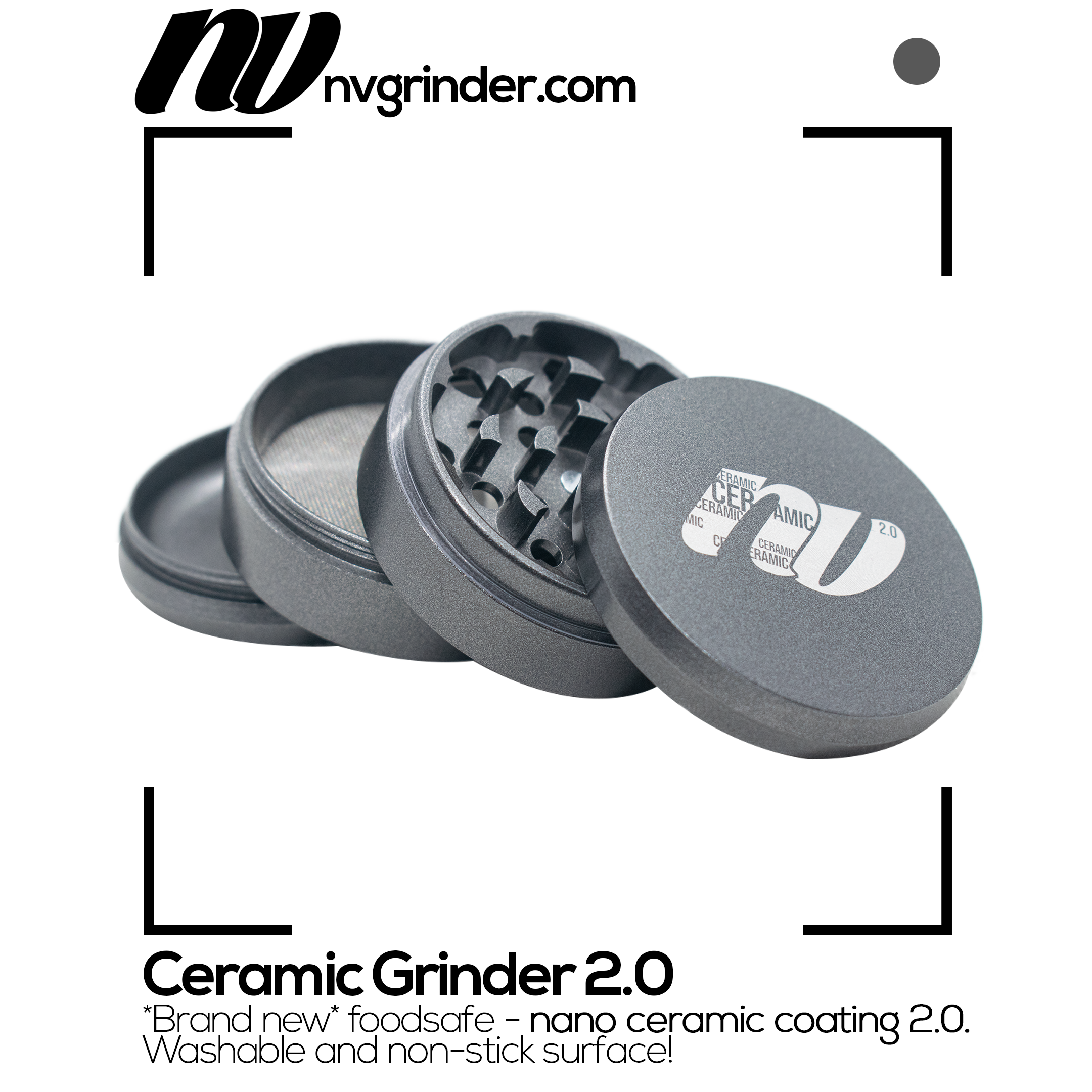 Ceramic Grinder 2.0 - 4-piece - non-stick coating - Ø65mm