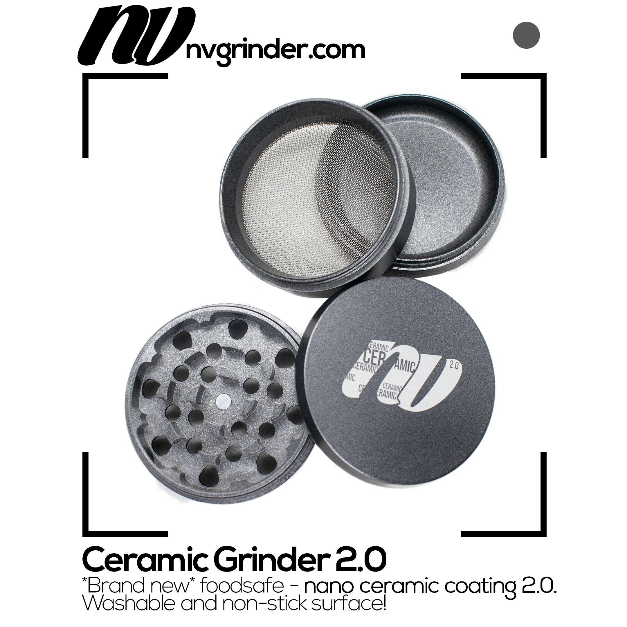 Ceramic Grinder 2.0 - 4-piece - non-stick coating - Ø65mm