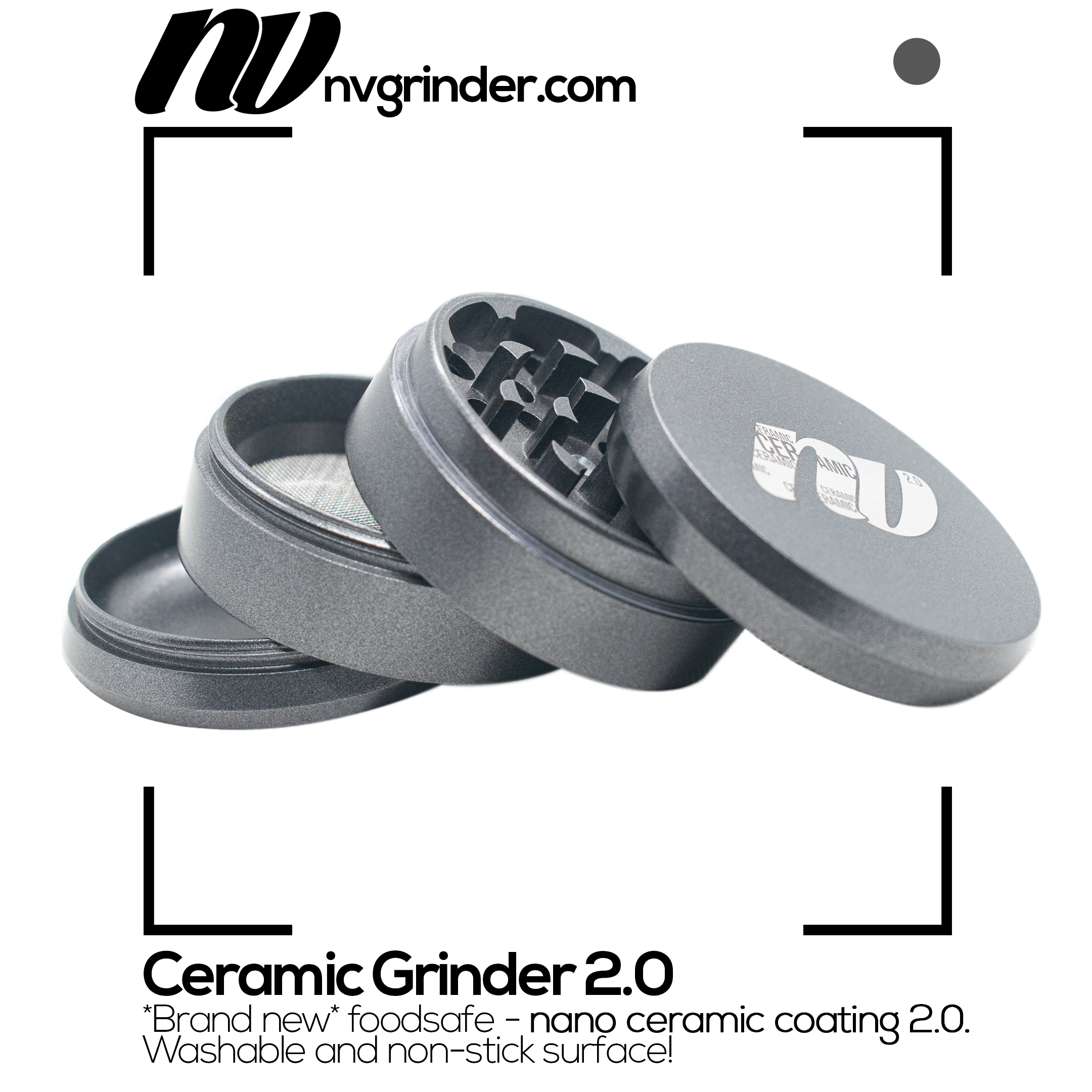 Ceramic Grinder 2.0 - 4-piece - non-stick coating - Ø65mm