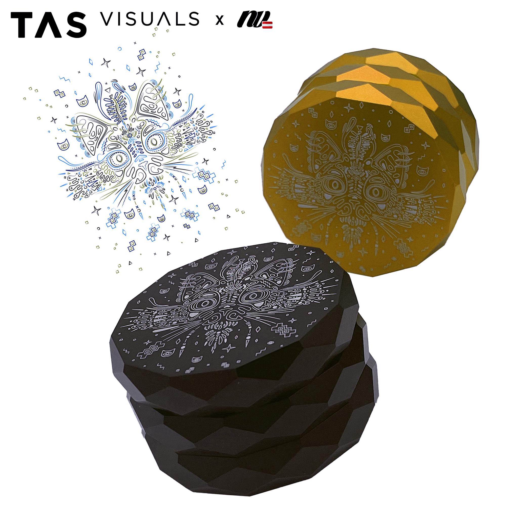 TAS Visuals x NV | Pyramid Grinder - 4-teilig - Ø63mm