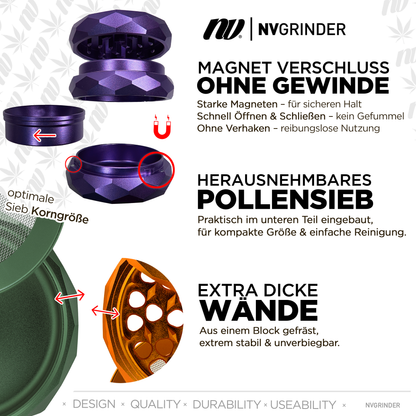 Magnetic Pyramid Grinder - 4-piece - Ø63mm