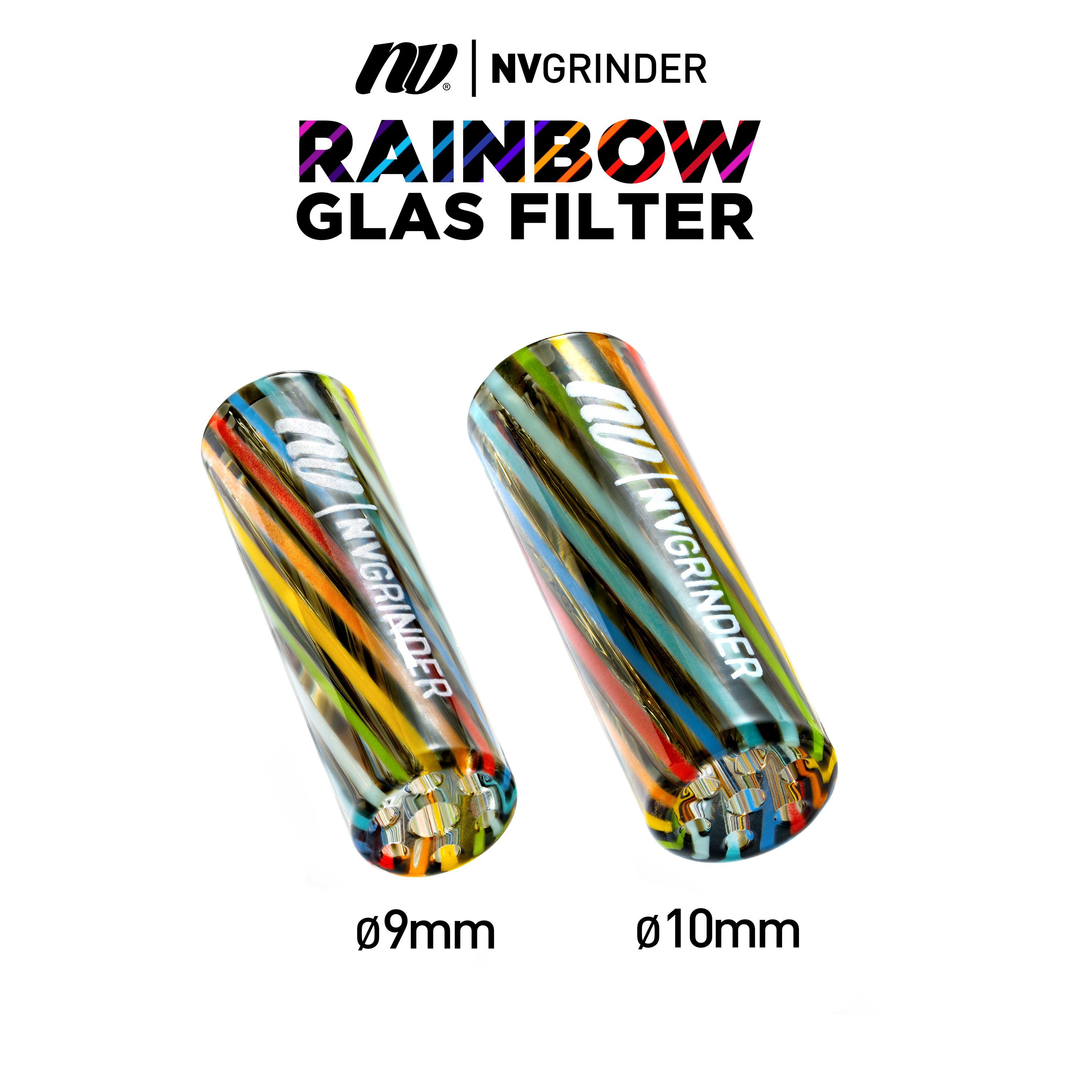 NV Glas Filter Tips - Rainbow | 9mm, 10mm