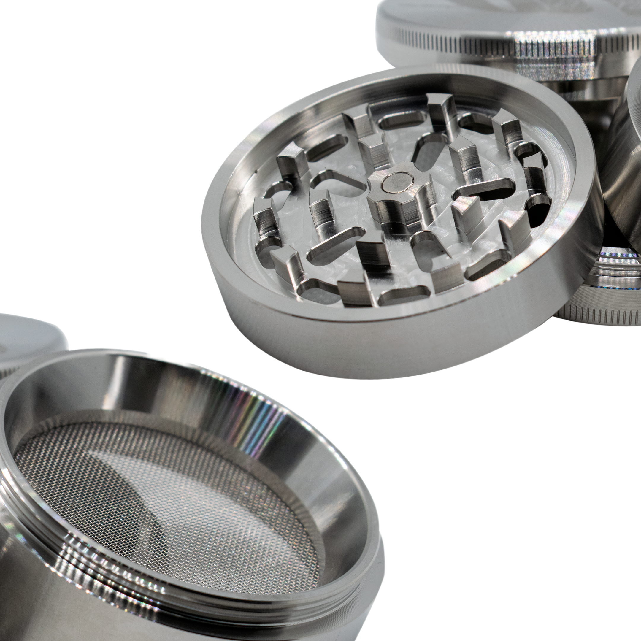 Rostfreier Stahl Grinder V.1 - 4-teilig - Ø63mm, Ø54mm, Ø47mm